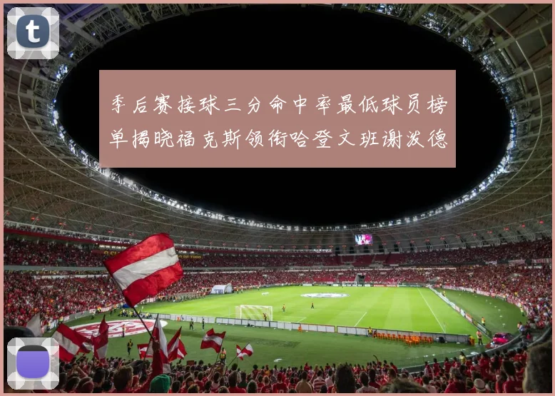 季后赛接球三分命中率最低球员榜单揭晓福克斯领衔哈登文班谢泼德紧随其后